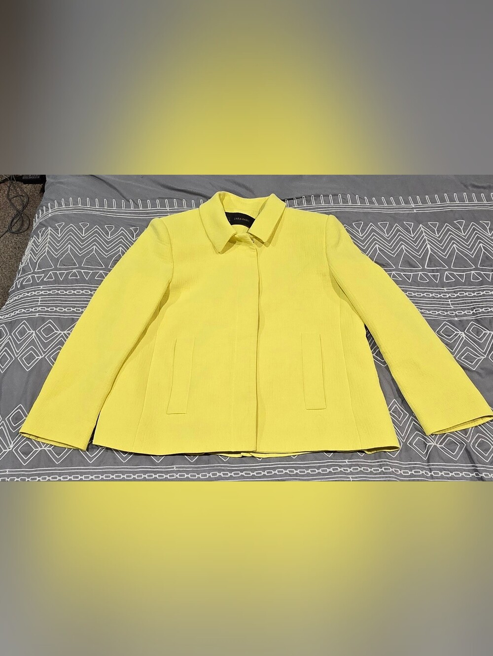Zara Women's Yellow Textured Blazer Jacket Size Medium